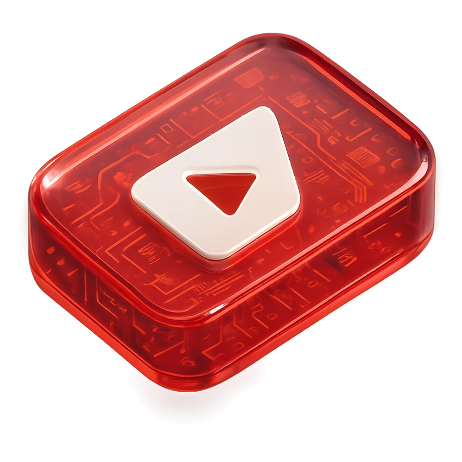 island YouTube play button, glossy circuit style sticker