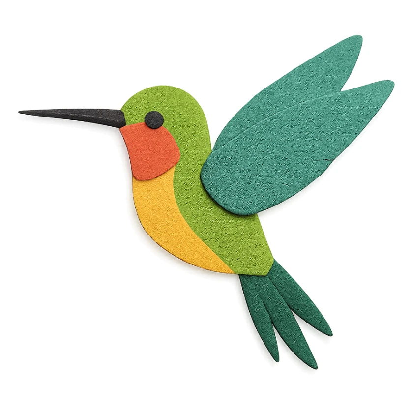 hummingbird paper craft style sticker