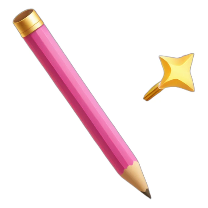 Magic pencil and flying paper and sparkles sticker