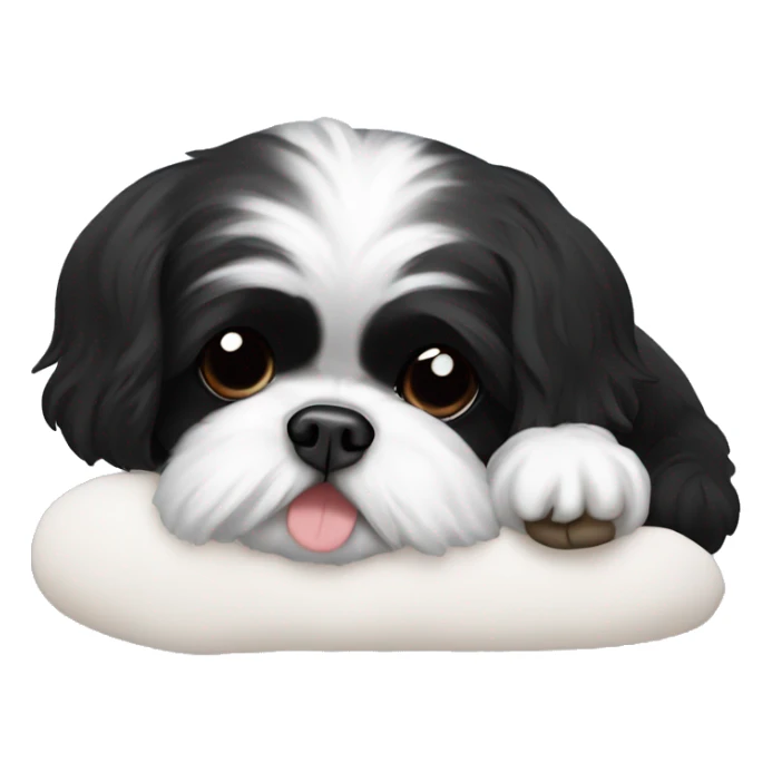 Black shih tzu laying on back sticker