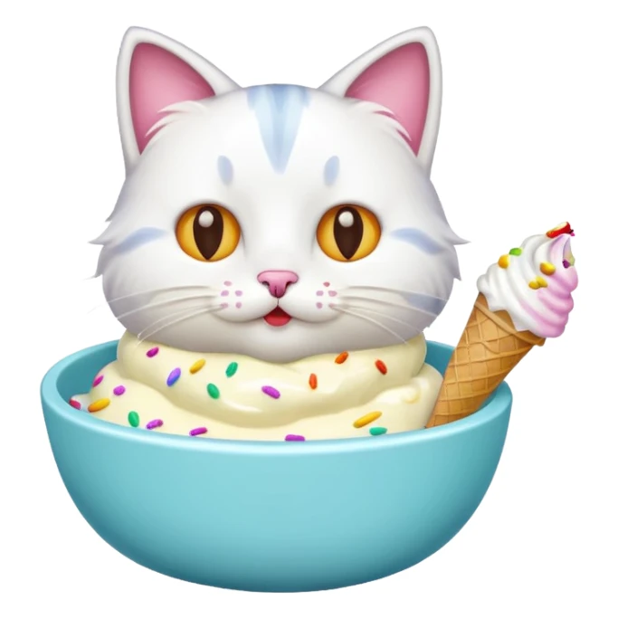 cat icecream in a bowl sticker