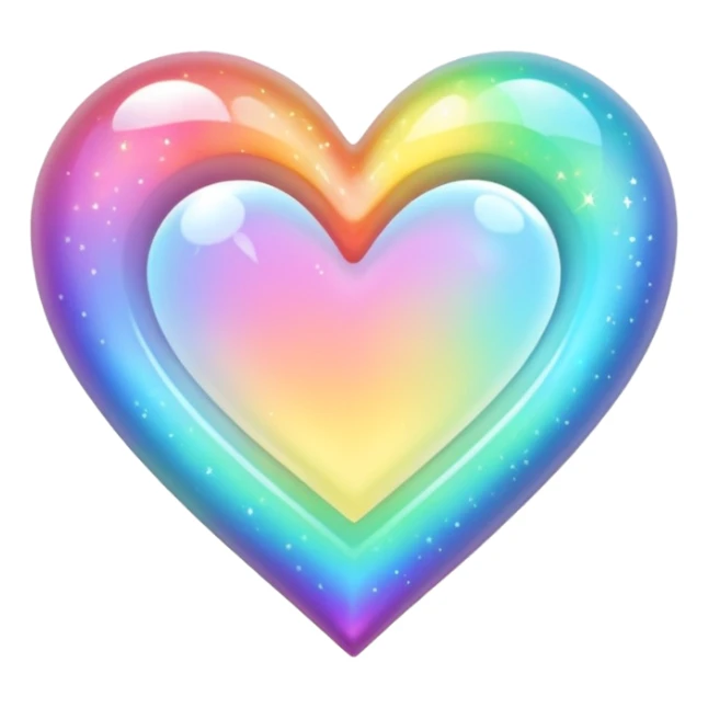 Light rainbow heart with sparkles  sticker