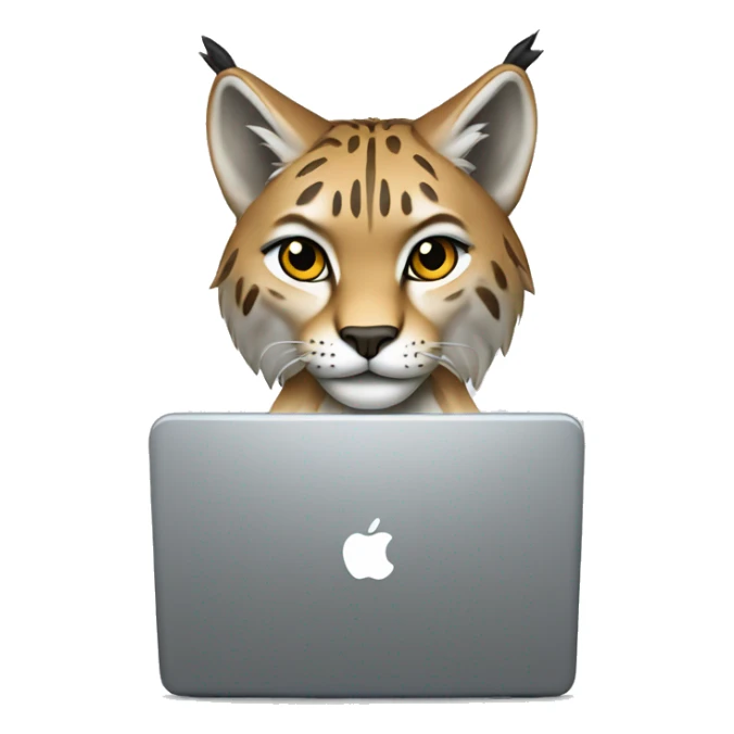 A lynx with a laptop sticker