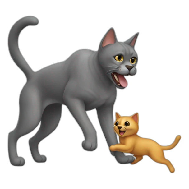 Grey cat attack big dog in street sticker