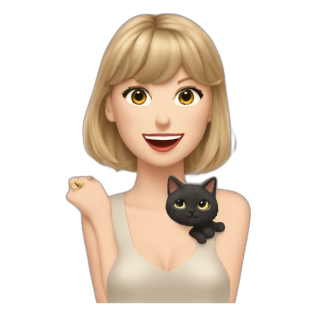Taylor Swift chante avec un micro et un chat  sticker