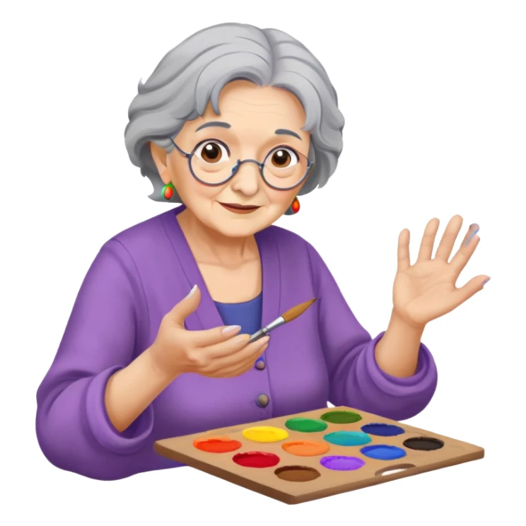 old woman painting  sticker