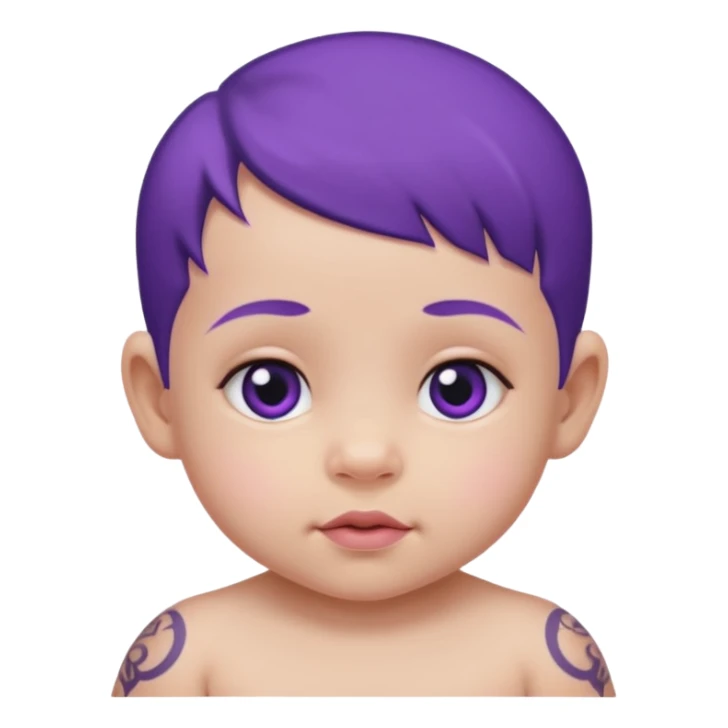 baby with purple tattoo sticker