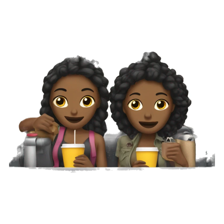 two black girlfriends on a road trip one drinking coffee sticker