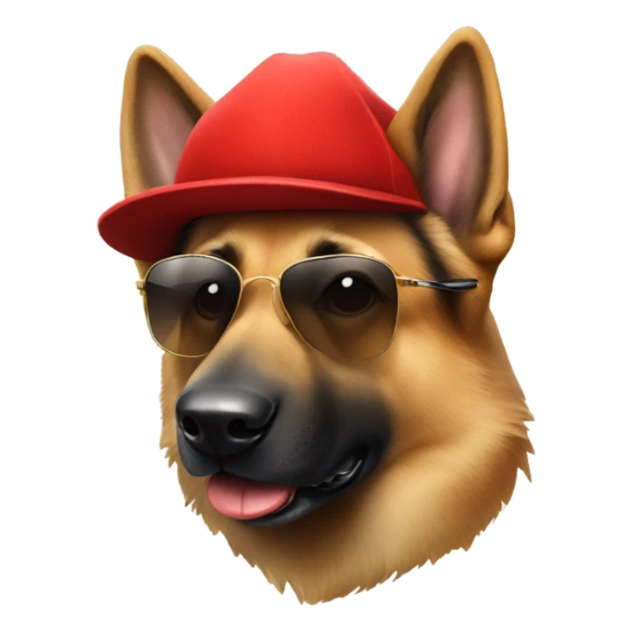 German shepherd sunglasses and red hat  sticker