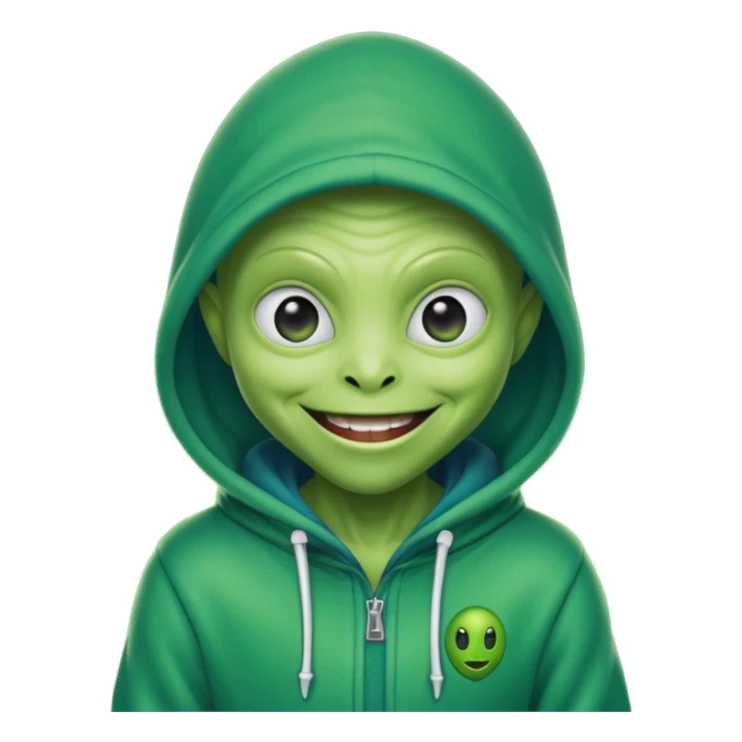 happy alien wearing hoodie sticker