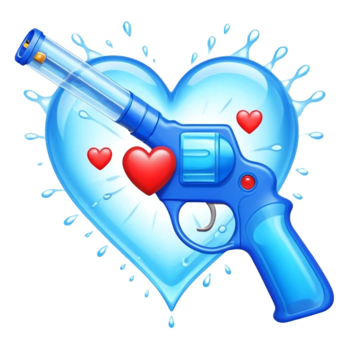 Water gun shooting through a heart made of handa sticker