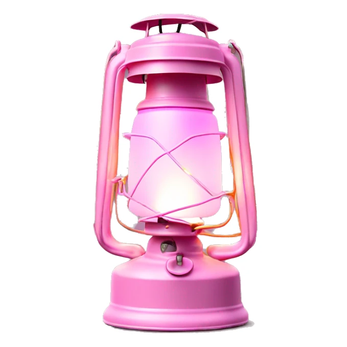 Realistic camping light pink lit camping lantern lisolated. sticker