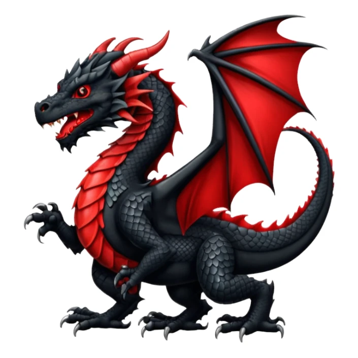 black Welsh dragon rampant, heraldic style sticker