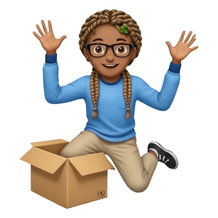 black boy with glasses and box braids jumping sticker