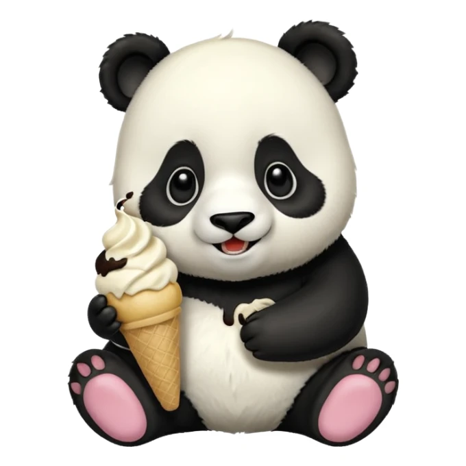 Panda eating ice cream sticker