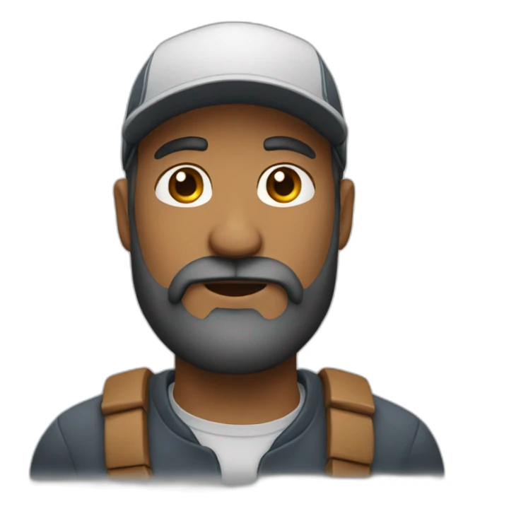 man with beard and cap sticker