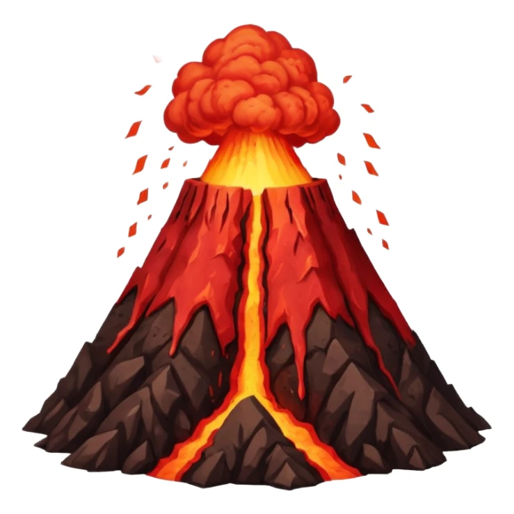 Create a volcano with its eyes tightly shut red face sticker