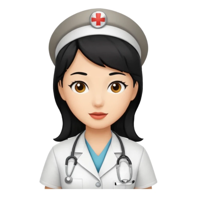 Nurse black hair sticker