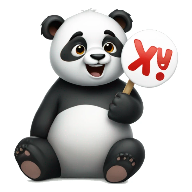 Panda holding a sign that says yay sticker