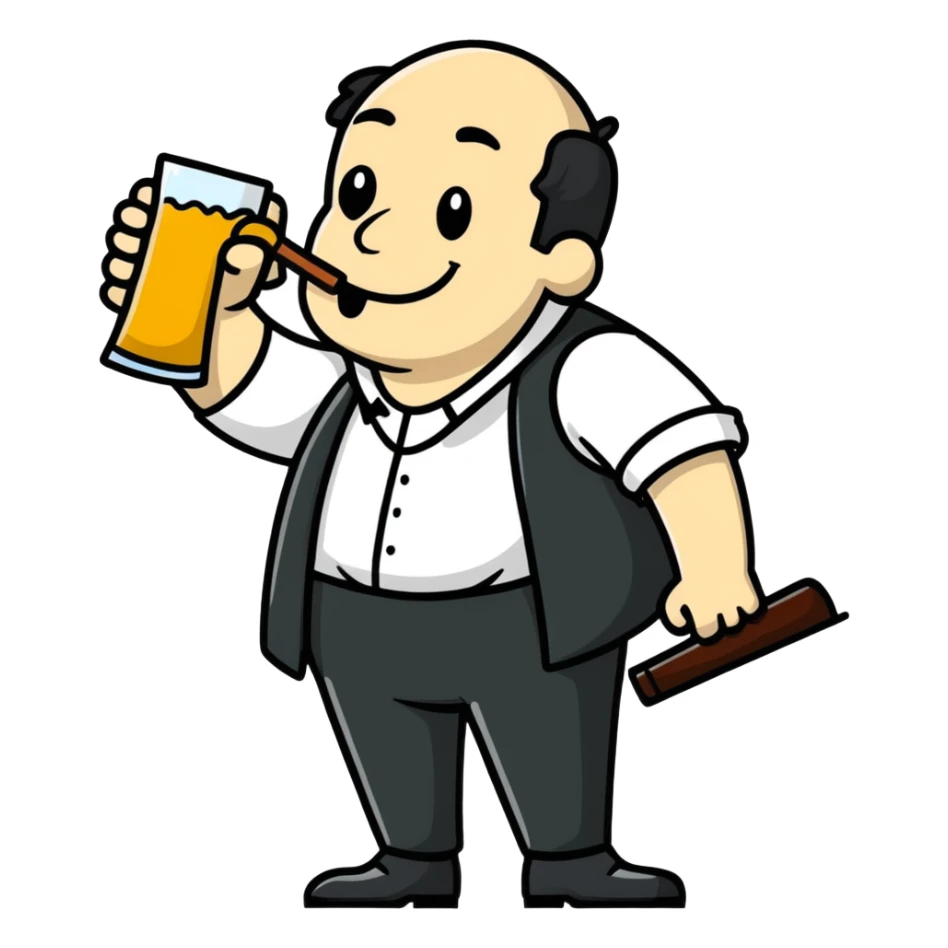 drunk man, cartoonish sticker style sticker