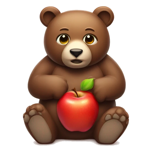 BEAR WITH SHINING EYES AND HOLDING APPLE sticker