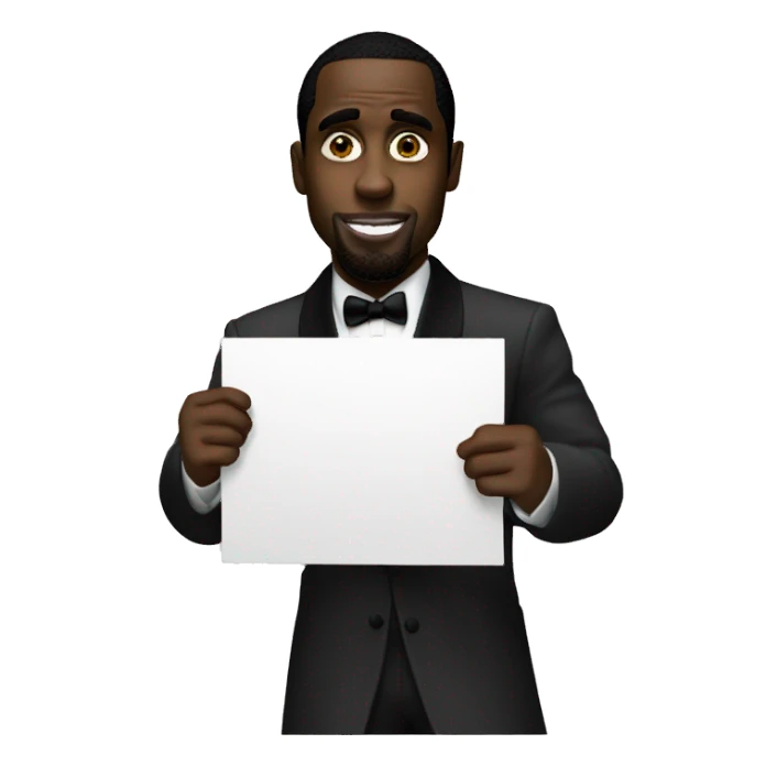 p diddy holding a blank sign sticker