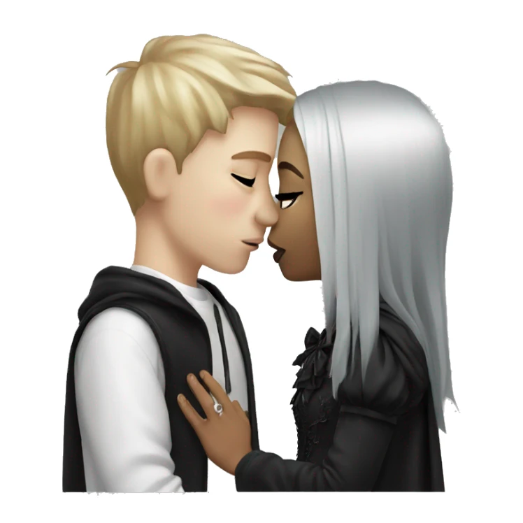 Gothic girl kissing white boy sticker