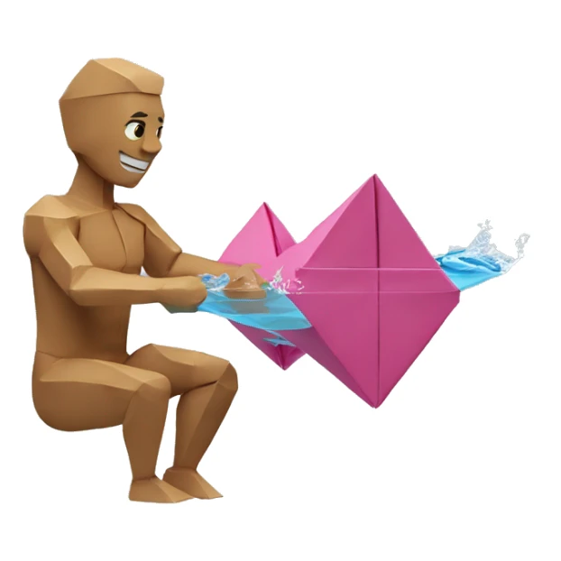 origami man swimming breaststroke sticker