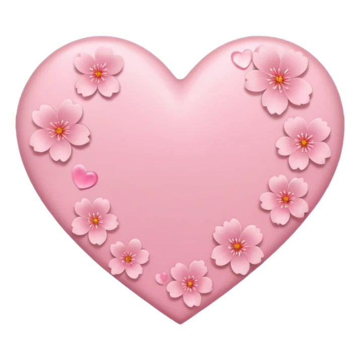 pink heart emoji with subtle sakura petal texture sticker