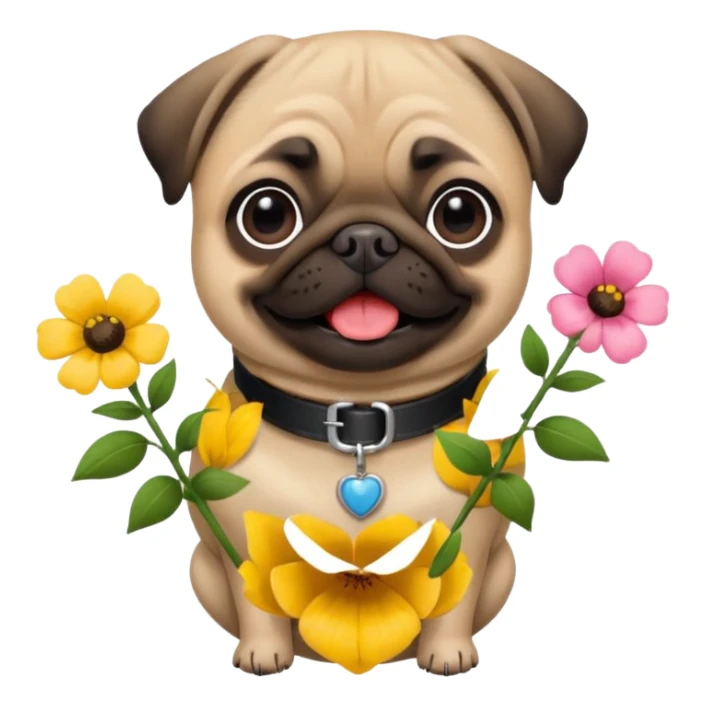 pugdog holding flowers sticker