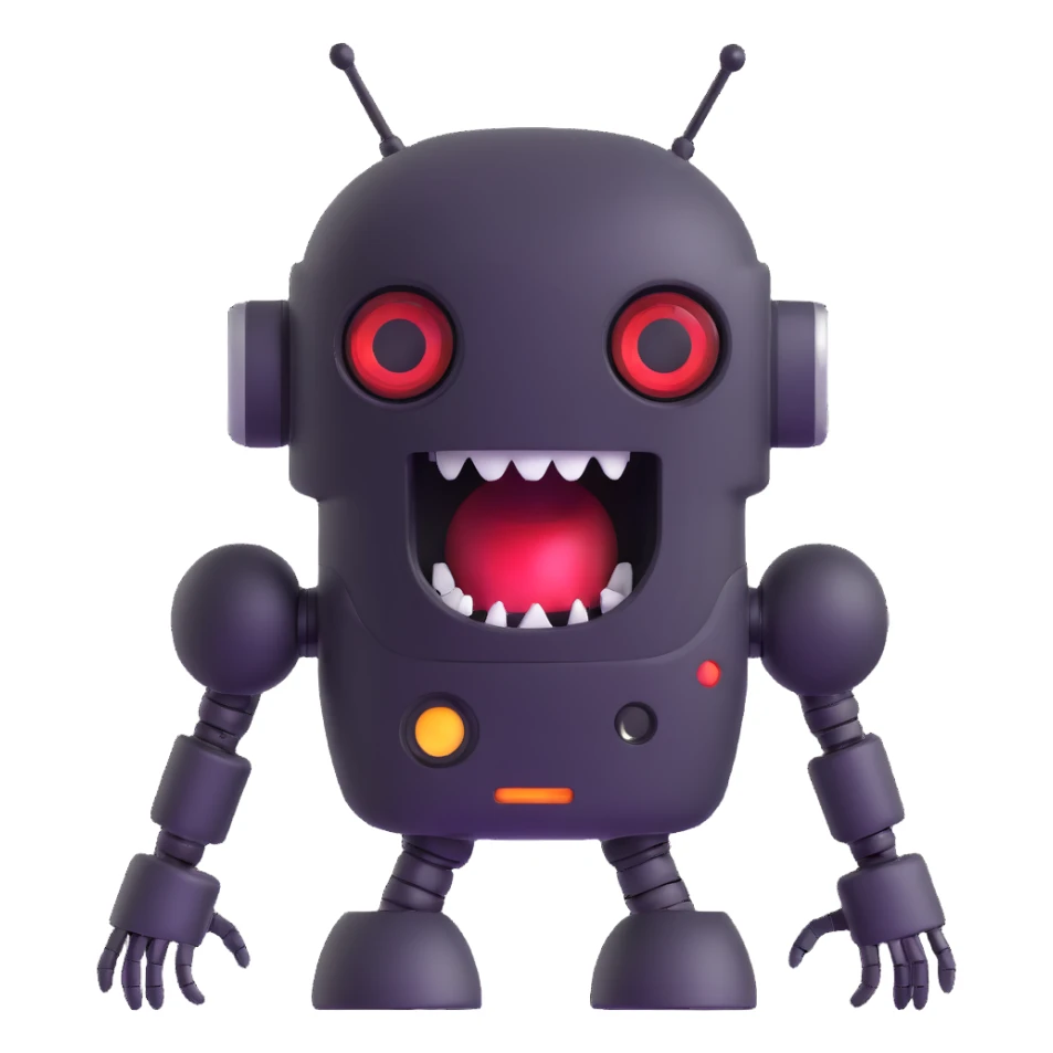 Robot talking with open mouth, speaking robot sticker