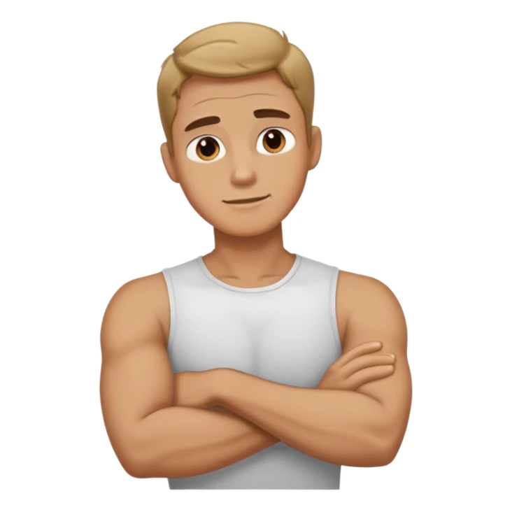 arms crossed man holding his neck  sticker