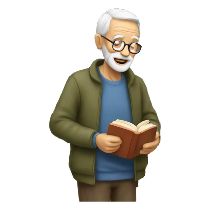 Old man buying books sticker