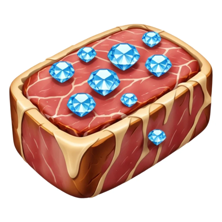 Meat with diamond textur and blue color sticker