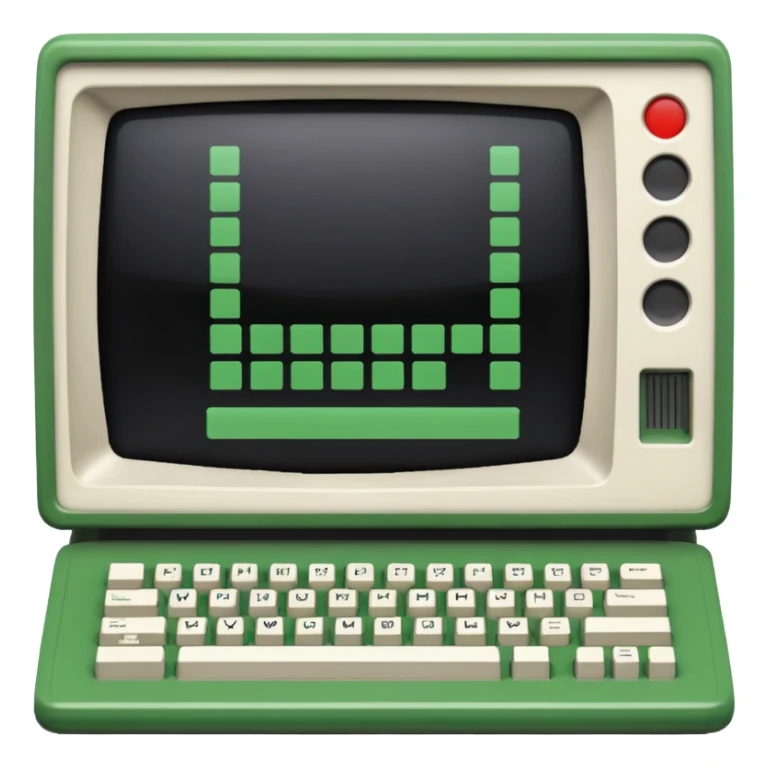 mac os icon code computer retro terminal, black, green white, numbers on the screen sticker