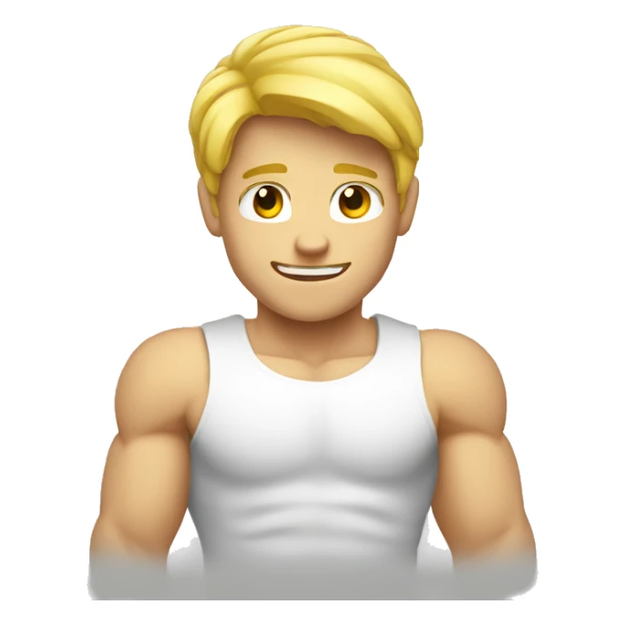 blond guy with arms showing how strong he is sticker