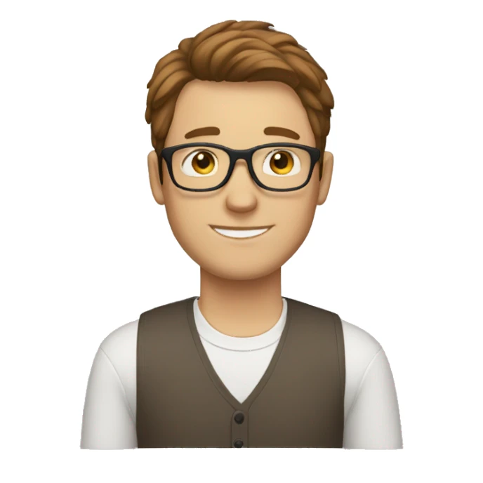 white Guy with brown hair with glasses sticker