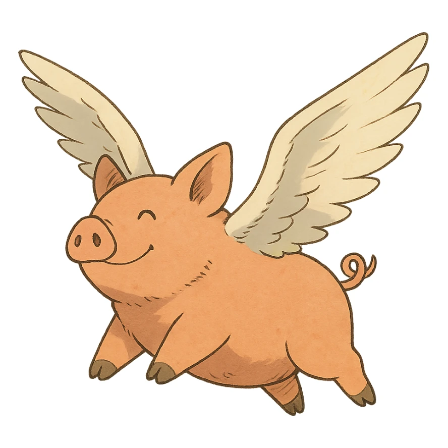 ghibli style flying pig with wings sticker
