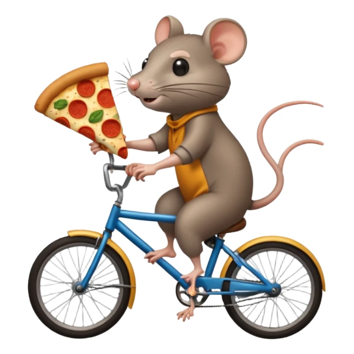 rat stealing pizza on a bike sticker