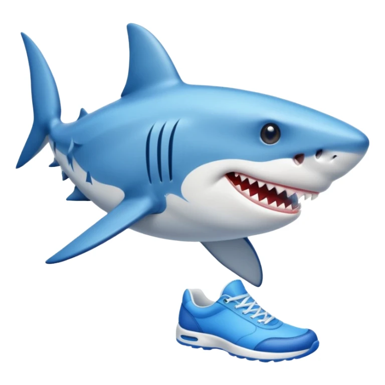 A shark with blue shoes sticker
