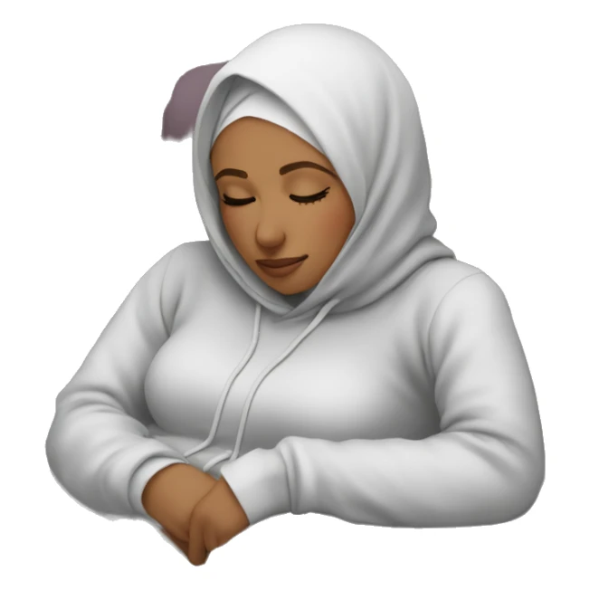 Hijabi-wearing-hoodie-sleeping-on-couch sticker