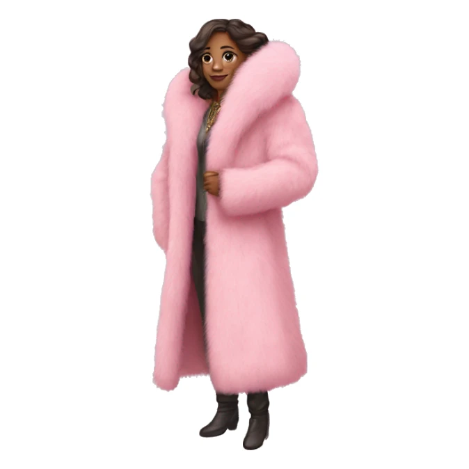 Long Pink fur coat sticker