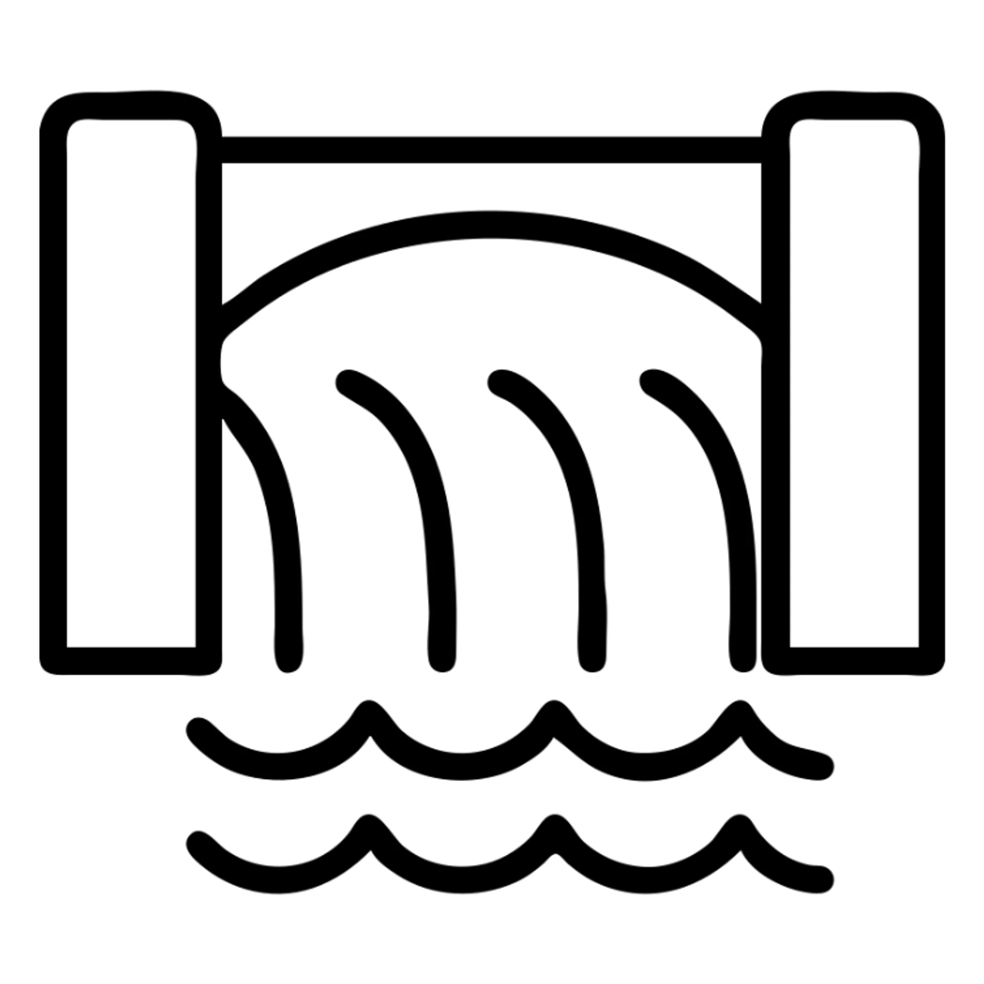 outlined dam with water flowing icon sticker