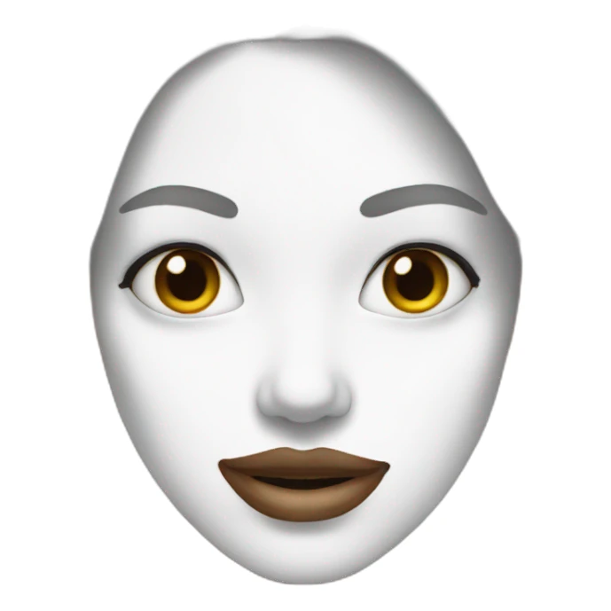 Woman face covered in white paint sticker