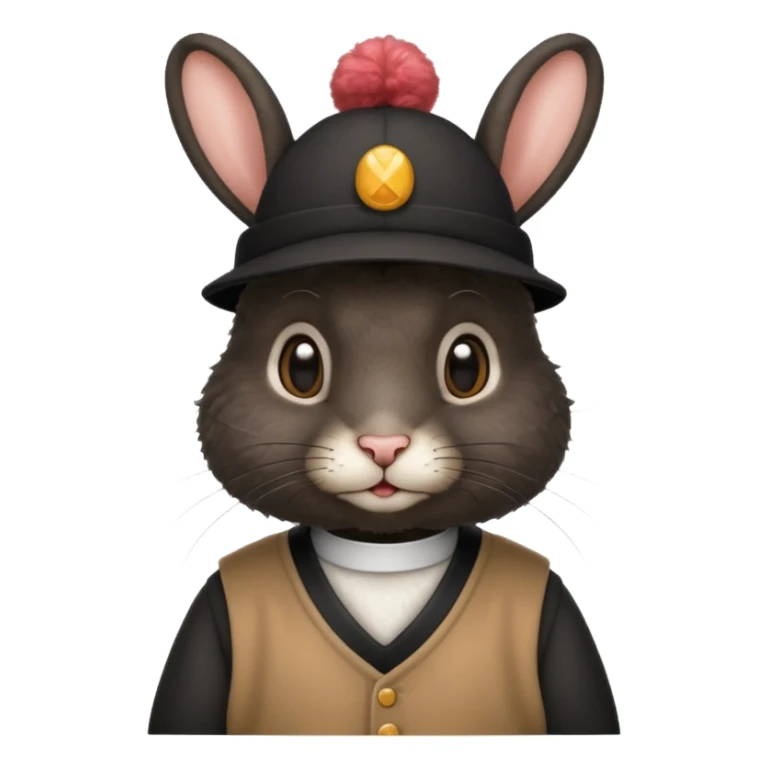curly black rabbit with jersey and hat sticker