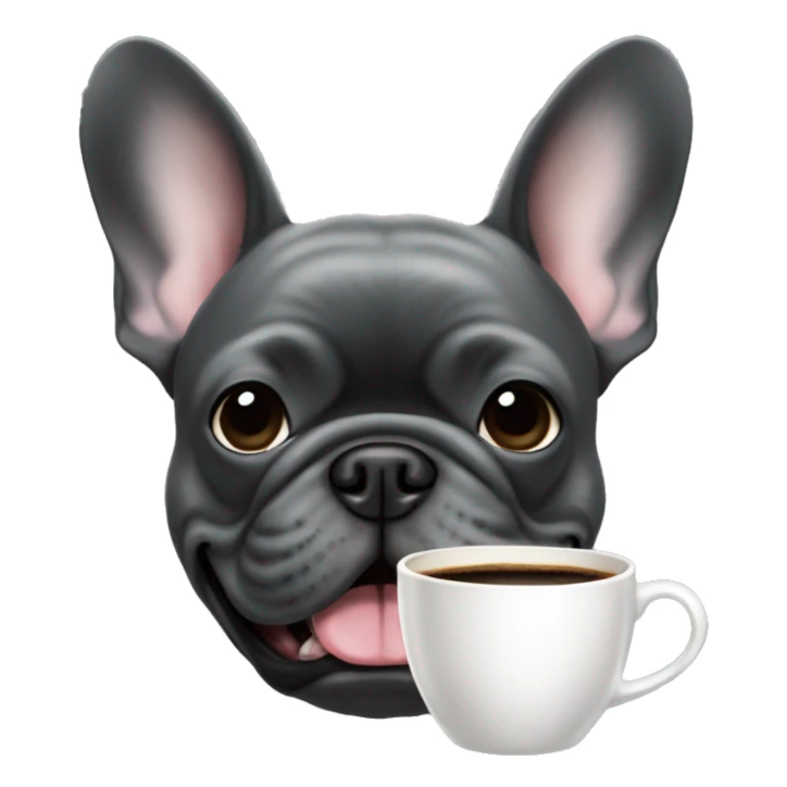 French bulldog dark grey drinking coffee sticker