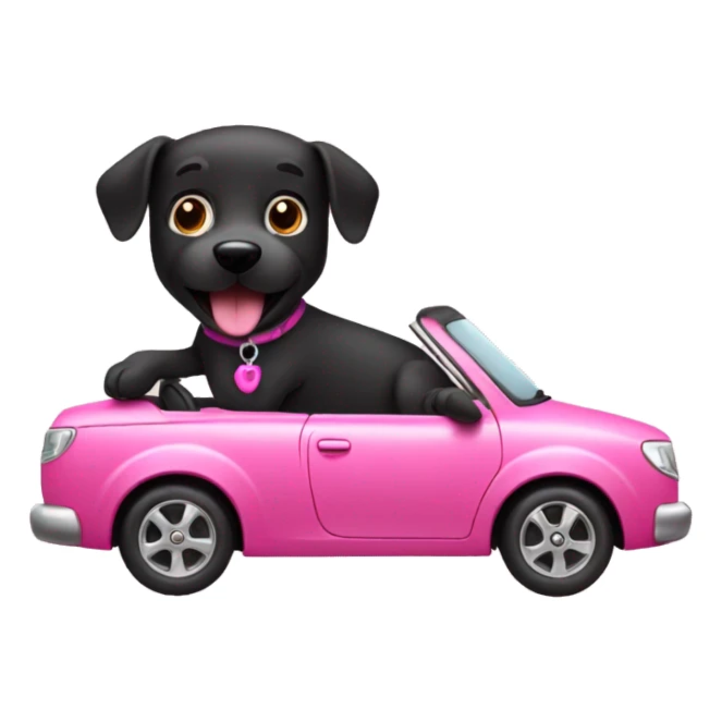 Black dog riding in a pink car sticker