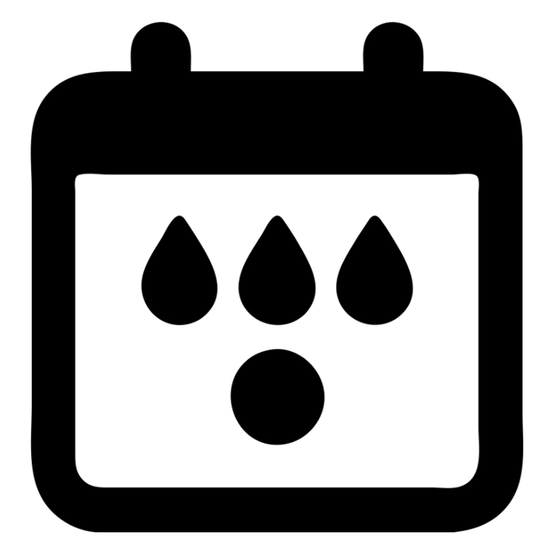 solid filled period calendar icon, minimal and bold sticker