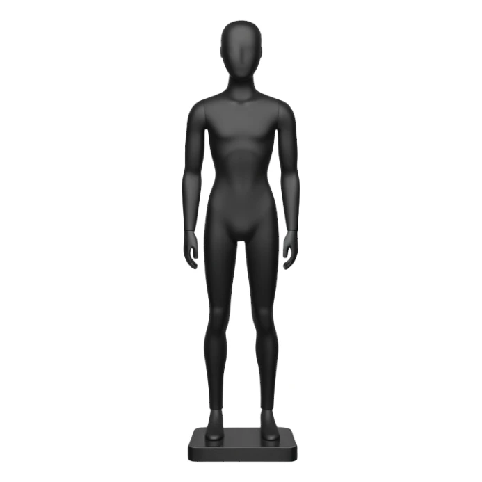 Minimalistic flat vector icon, iOS style, thin black contour on white background. Matte black mannequin in front of in 3D monochrome style. sticker