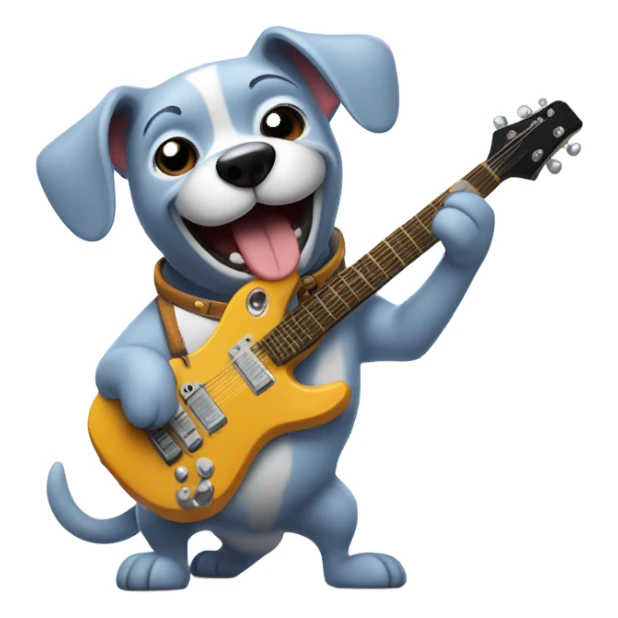 Dog shredding on a guitar sticker